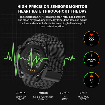 Stylish Metal Strap Fitness Tracker Smartwatch with Heart Rate Monitor