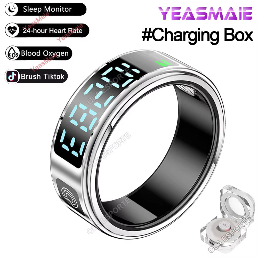 2025 Smart Ring LED Touch Display Screen Gesture Swipe Video Heart Rate Health Monitoring 5ATM Waterproof Smart Rings Men Women