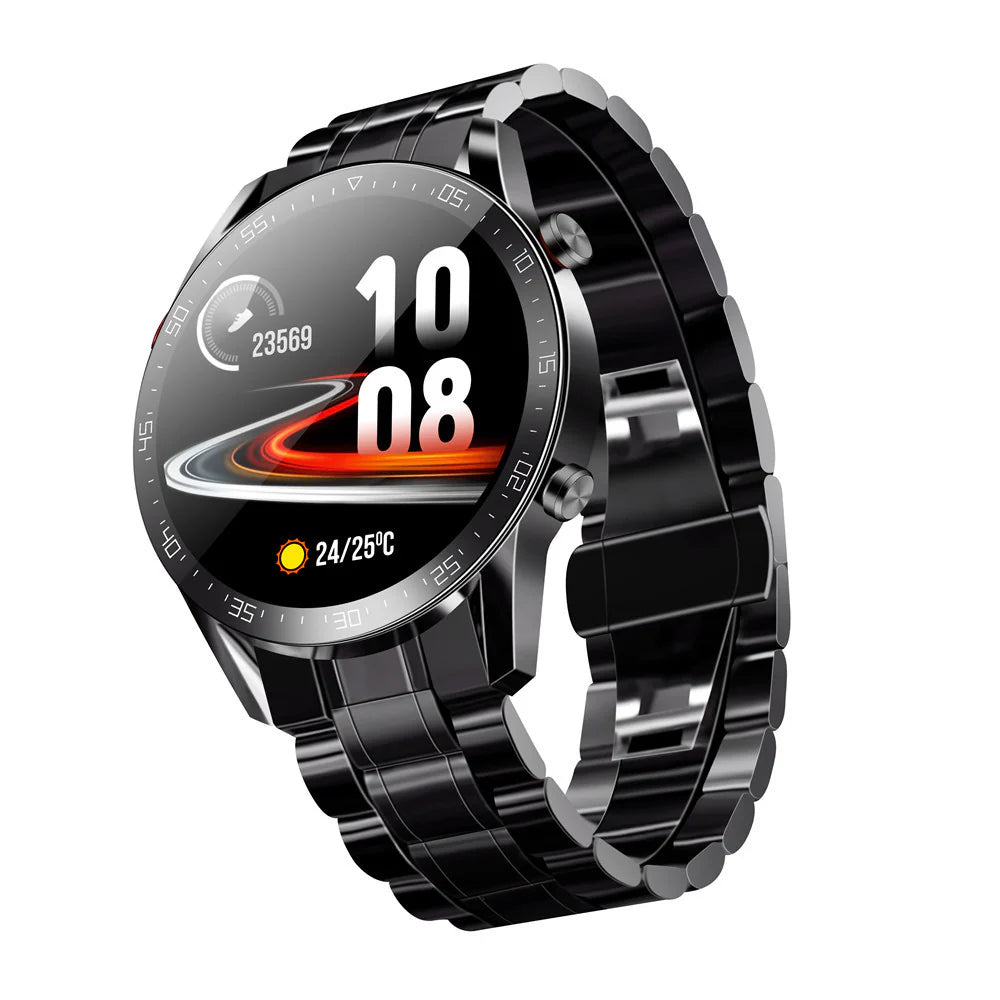Stylish Metal Strap Fitness Tracker Smartwatch with Heart Rate Monitor